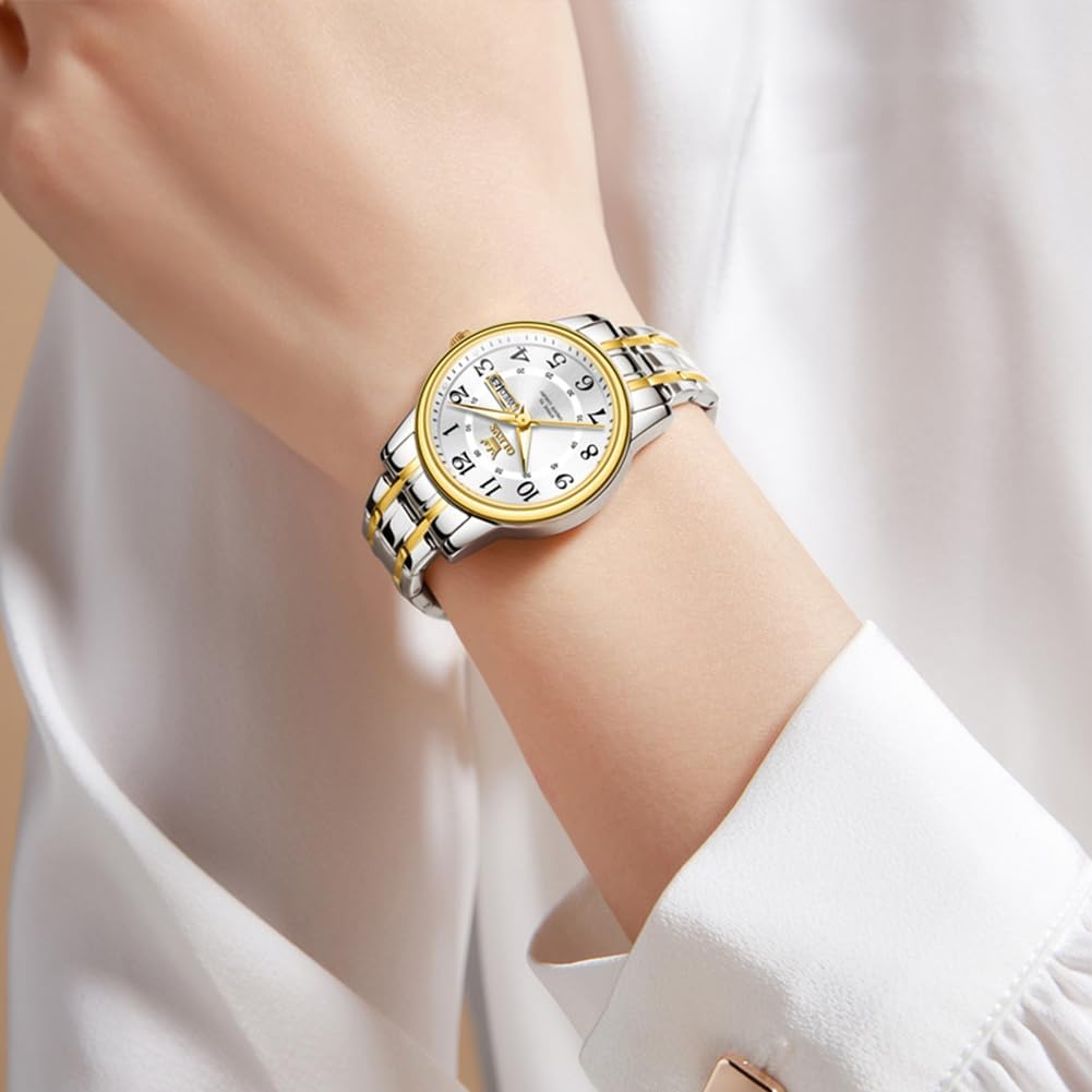 Olevs Watch Women Two Tone Watches For Women With Date Dress Womens Watches For Small Wrists Luxury Easy Read Women'S Watch Waterproof Blue/Black/Gold/Silver Dial Reloj Para Mujer