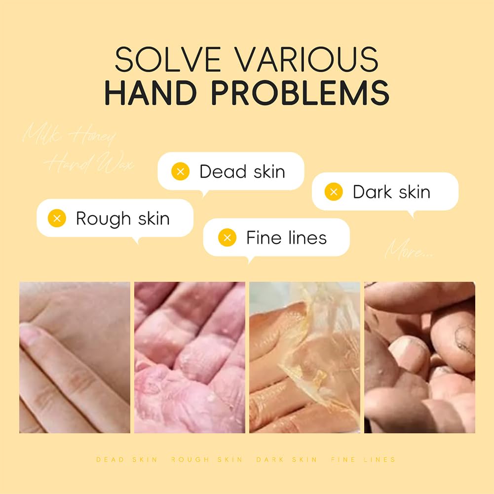 Milk Honey Peel Off Hand Wax for Women Men,2 Pack Exfoliating Hand Peeling Film-Deep Cleansing,Moisturizing,Exfoliating,Smoothing,Hands Care Paraffinfor Dry Rough Cracked Hands,1.76 Oz