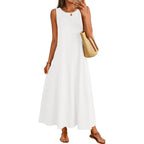 Merokeety Women'S Summer Maxi Dress 2026 Sleeveless Sundress Casual Loose Crewneck Beach Vacation Long Tank Dress