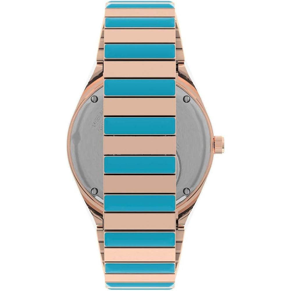 Timex Q Malibu Women'S 36Mm Watch – Gold-Tone Case Black Dial With Orange & Gold-Tone Stainless Steel Expansion Band