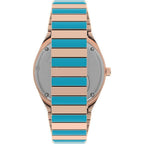 Timex Q Malibu Women'S 36Mm Watch – Gold-Tone Case Black Dial With Orange & Gold-Tone Stainless Steel Expansion Band