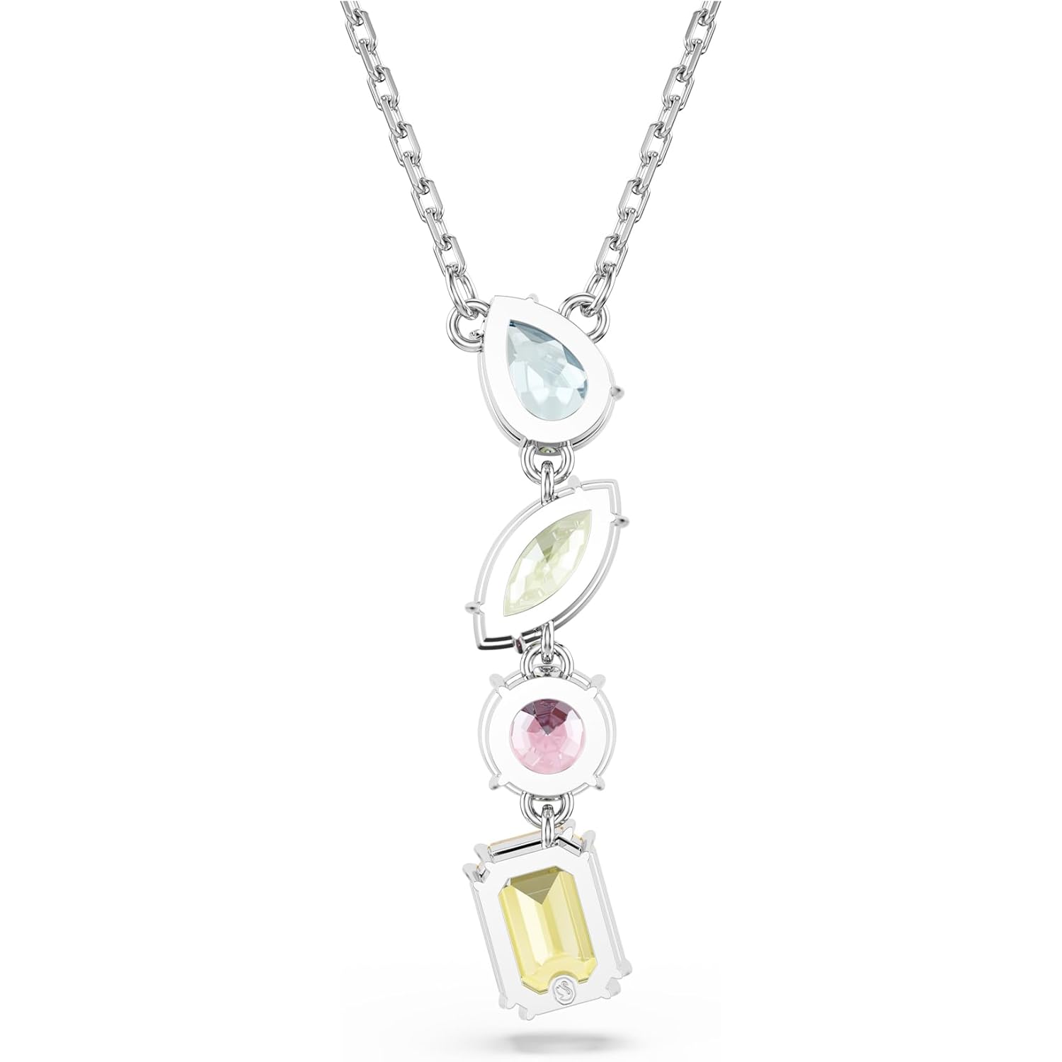 Swarovski Gema Y Pendant, Mixed Cuts, Multicolored, Rhodium Finished
