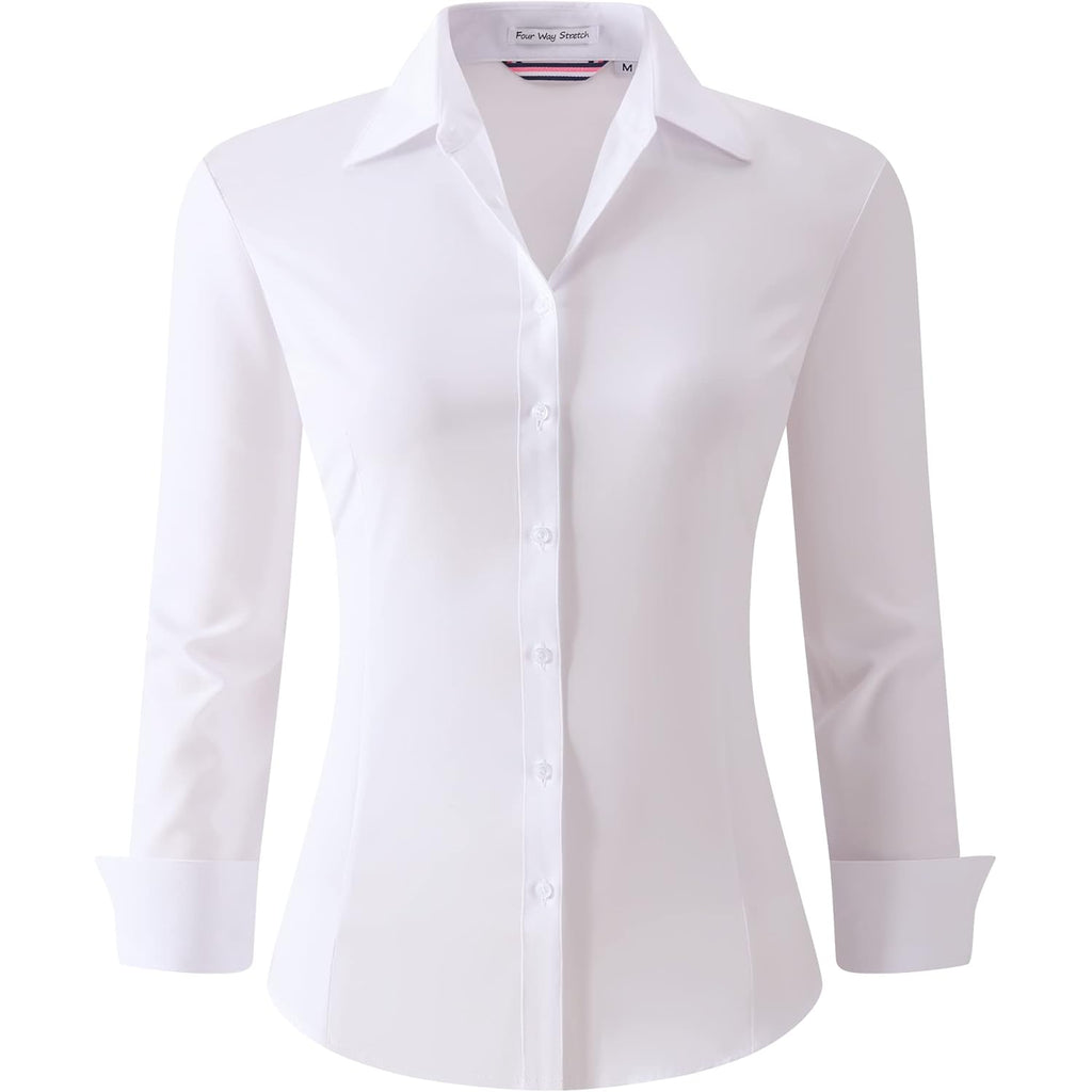 Womens Button Down Shirts Long Sleeve Regular Fit Stretch Work Blouse