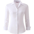 Womens Button Down Shirts Long Sleeve Regular Fit Stretch Work Blouse