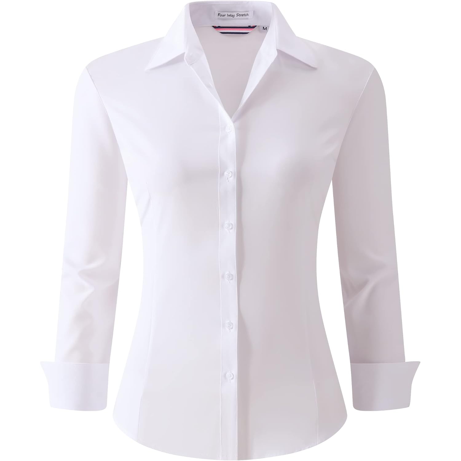Womens Button Down Shirts Long Sleeve Regular Fit Stretch Work Blouse