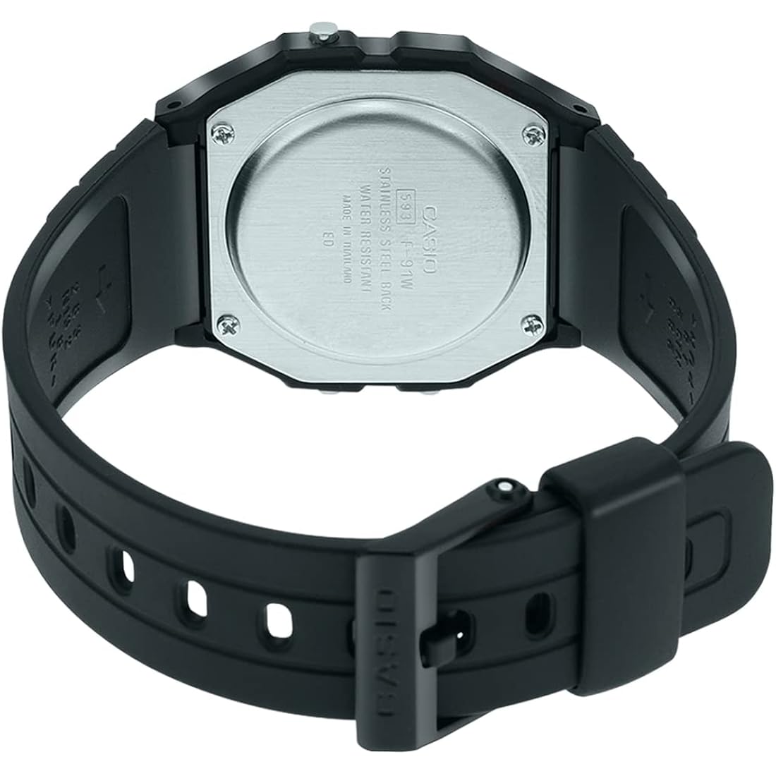 Casio F-91W-3Dg - Black Watch, Black/White, Strap