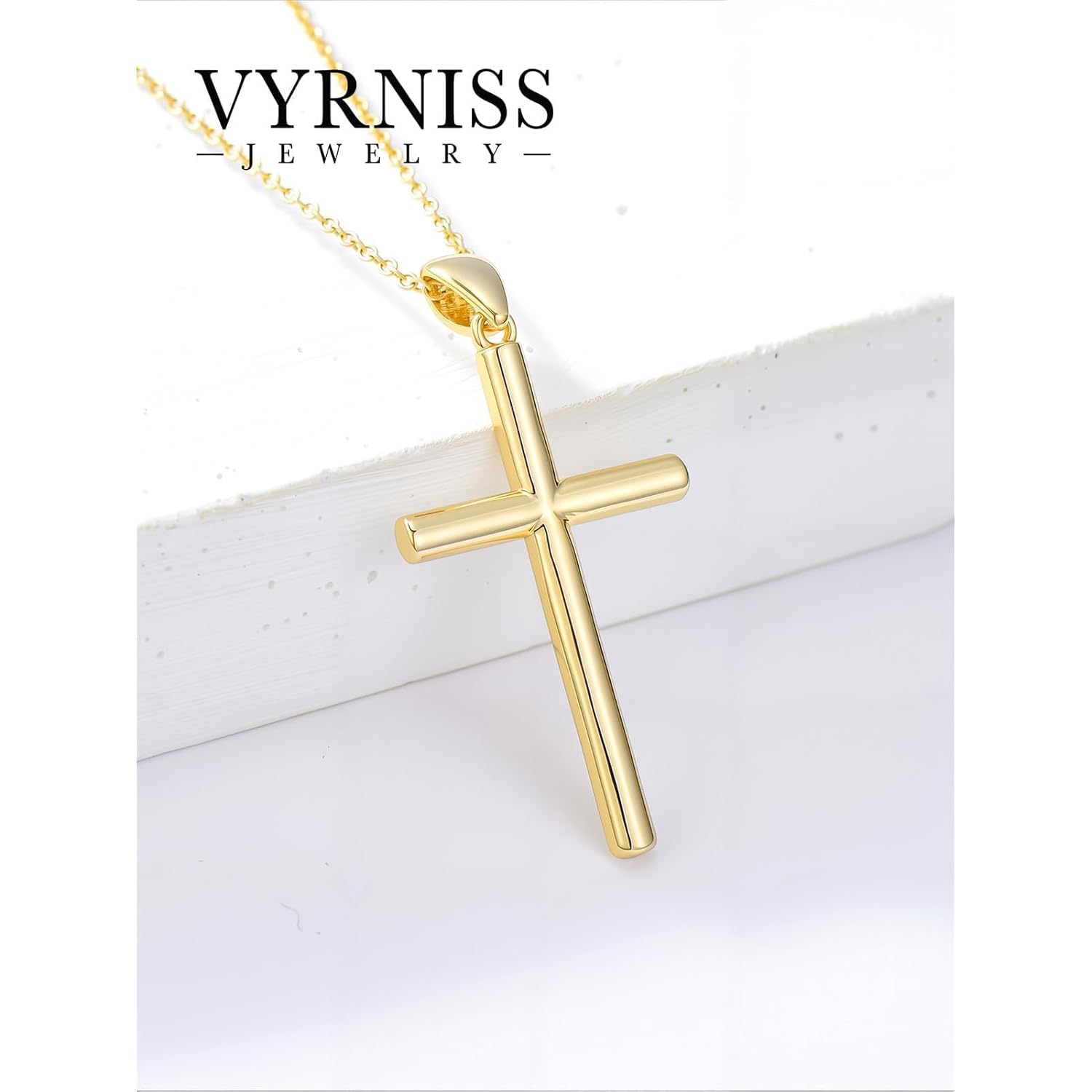 18K Gold Cross Pendant for Women Gold Cross Necklace 18K Gold Jewelry Religious Gift