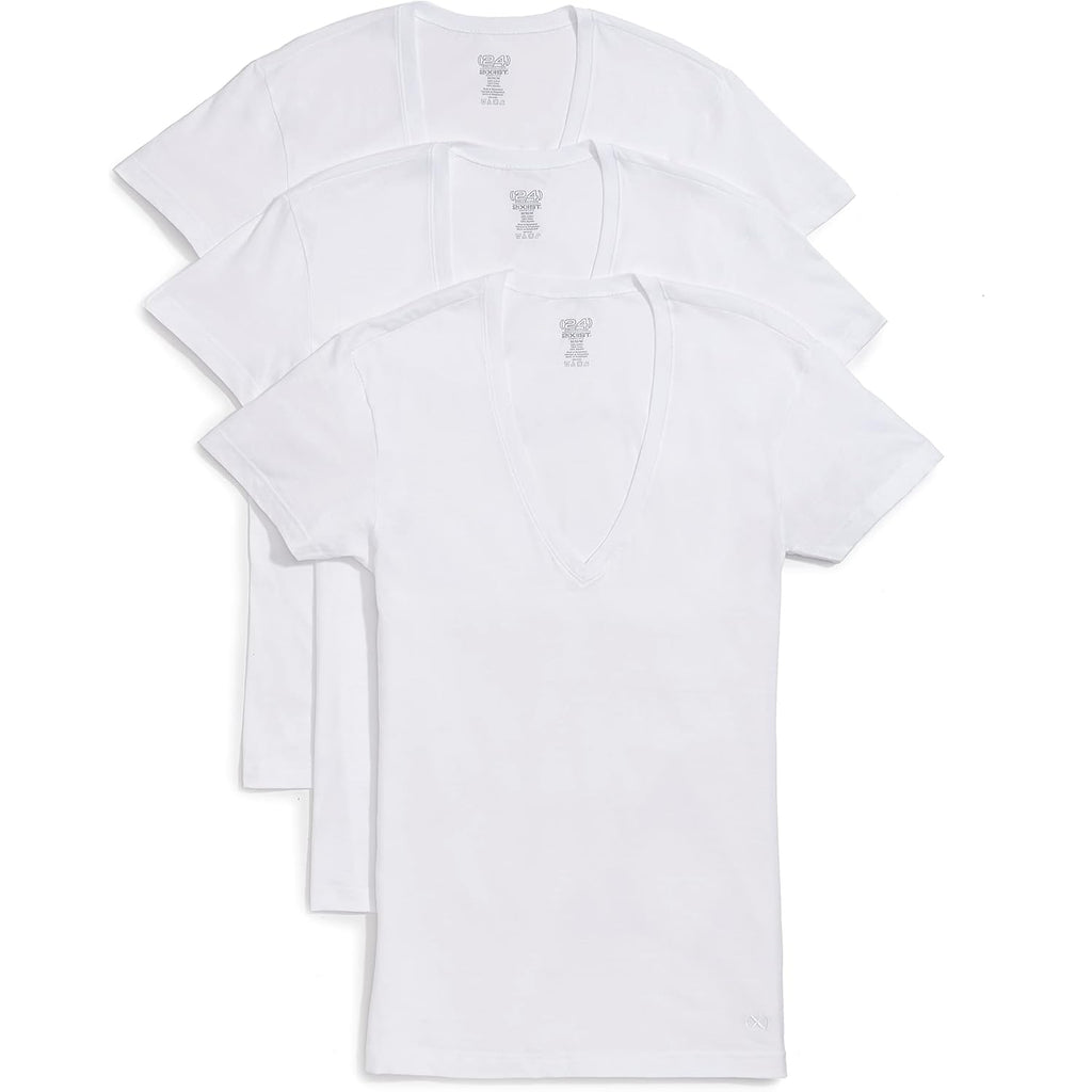 2(X) Ist Men'S Essential Cotton Slim Fit Deep V-Neck T-Shirt 3-Pack
