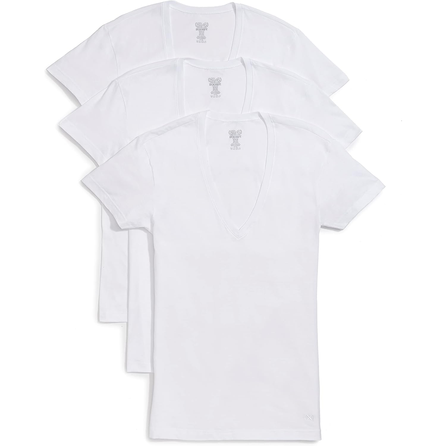 2(X) Ist Men'S Essential Cotton Slim Fit Deep V-Neck T-Shirt 3-Pack