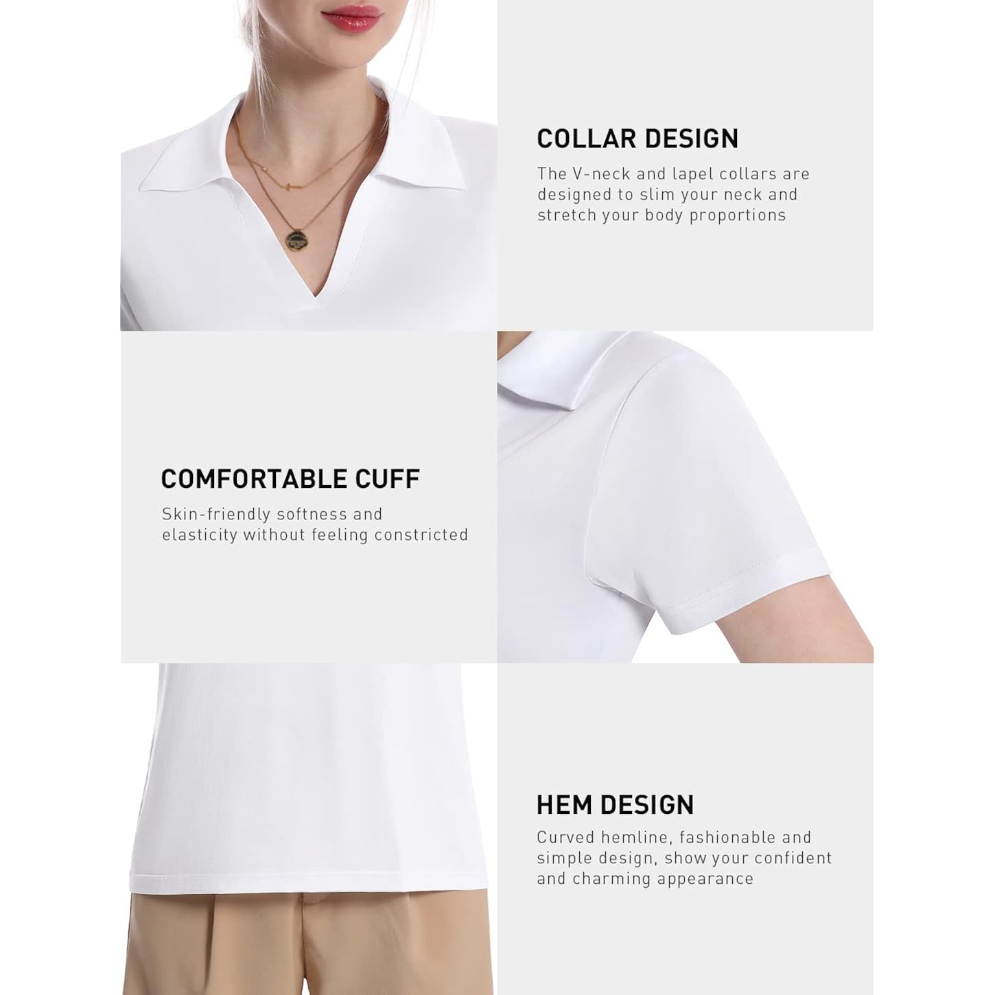 Women'S Polo Shirts V-Neck Short Sleeve Moisture Wicking Collared Shirts For Women Golf Polo Shirt For Work 1-3 Pack