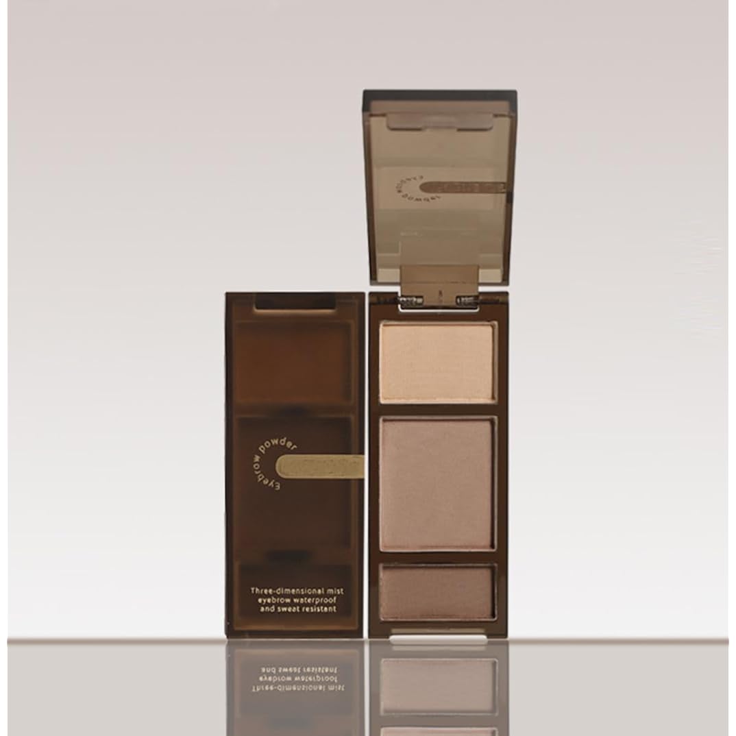 Eyebrow Powder Palette,3-color eyebrow palette Nature Eye Brow Powder to Enhance & Filler Brows Contour Eyebrow Neutral Eye Makeup 102# Warm Coffee