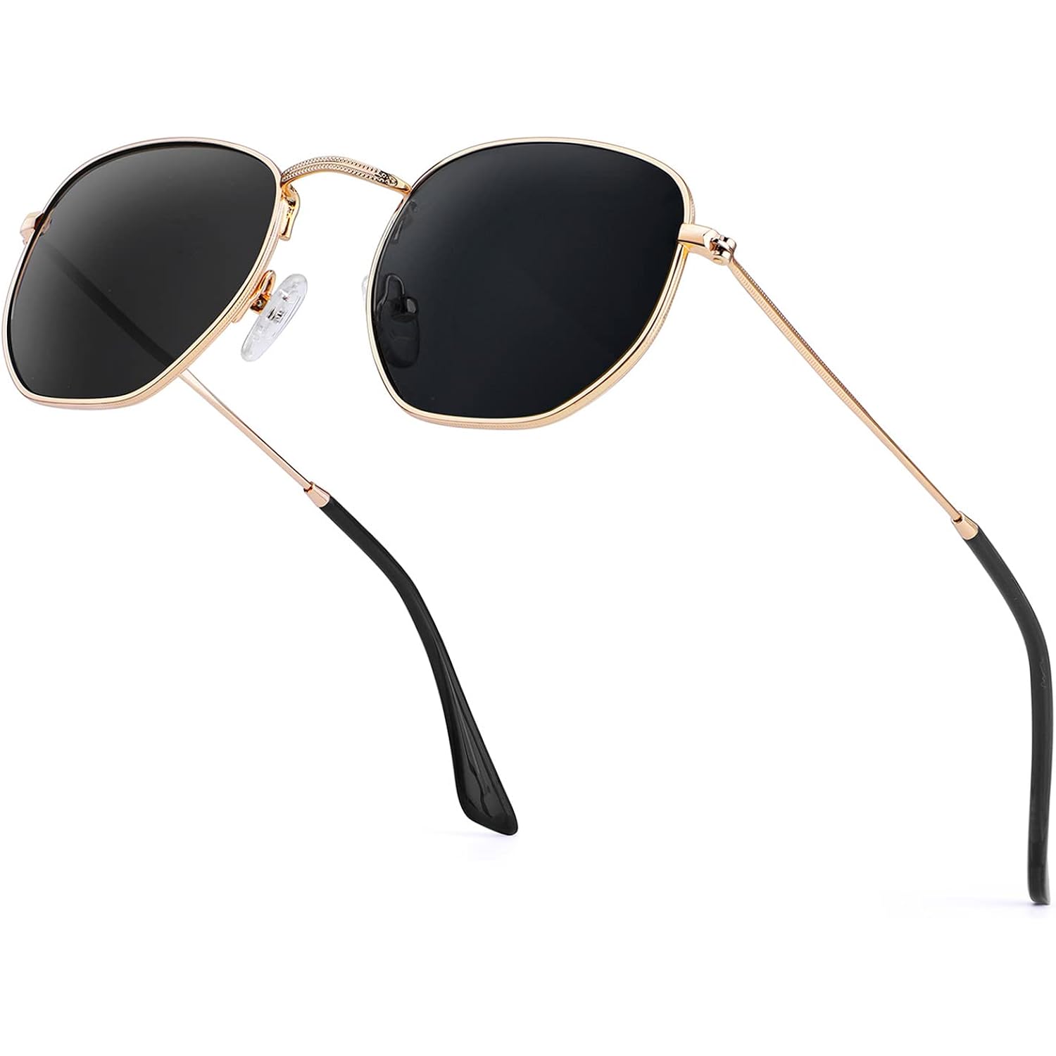 Kaliyadi Sunglasses For Women And Men, Polarized Square Uv Protection, Trendy Metal Frame Hexagon Sunglasses
