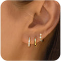 Gold Hoop Earrings for Women Trendy, Dainty Gold Stud Earrings 14K Gold Plated CZ Huggie Hoop Earrings Set Small Dangle Earrings Cute Cartilage Earring Sets for Multiple Piercing Jewelry Gifts