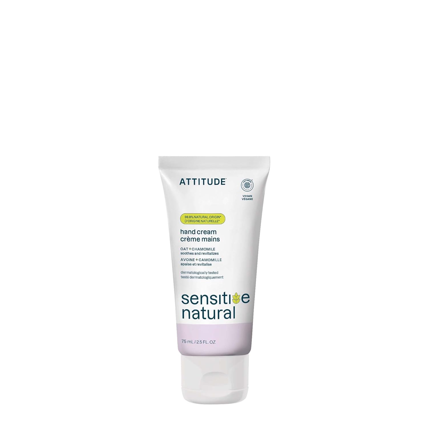 ATTITUDE Hand Cream for Sensitive Skin with Oat, EWG Verified, Dermatologically Tested, Vegan, Chamomile, 2.5 Fl Oz