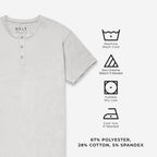 Bylt Drop-Cut Henley Shirts For Men, 3-Button Closure, Short Sleeve, Casual T-Shirt, Soft & Breathable, Wrinkle Resistant