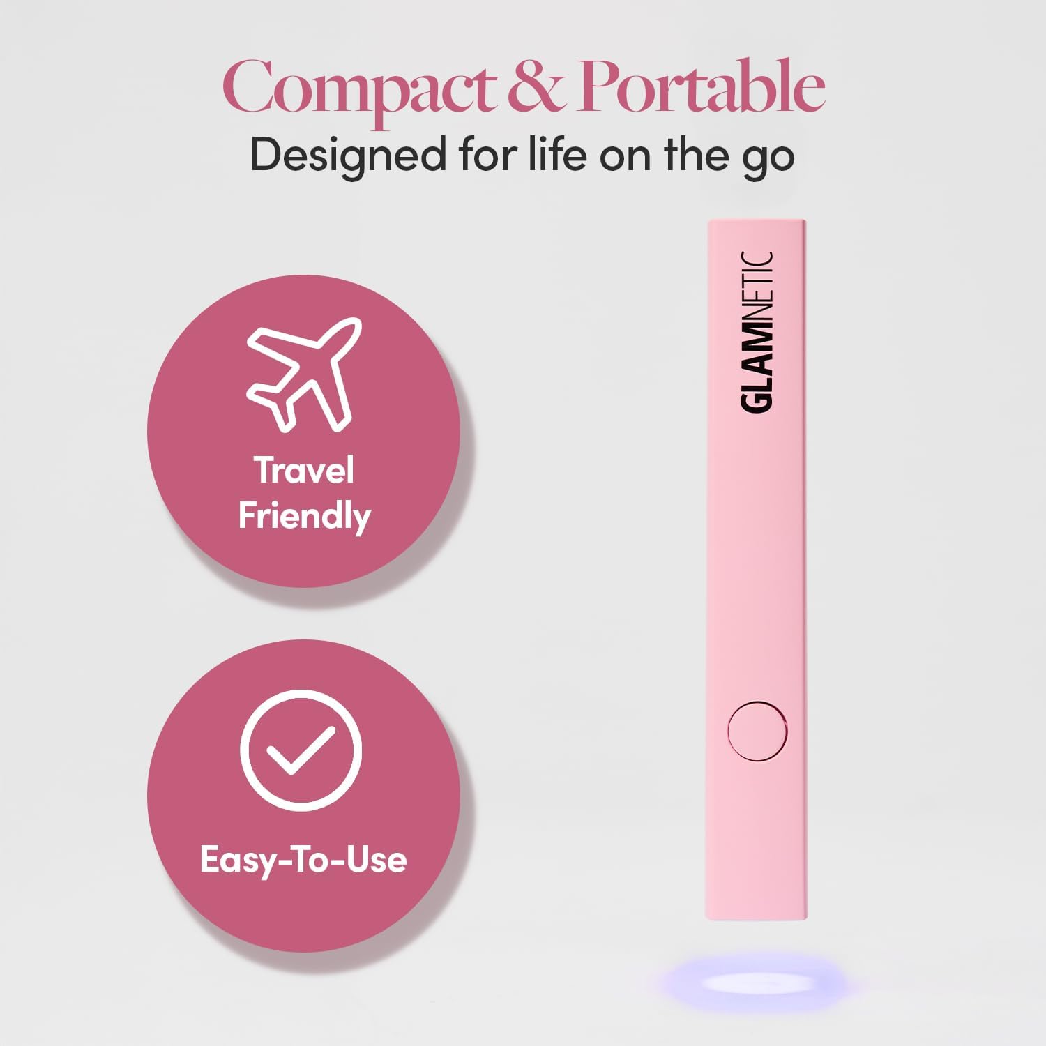 Glamnetic Handheld UV LED Lamp | Compact, Travel-Fiendly Curing Lamp for Nails | Lightweight & Easy to Use | USB Compatible