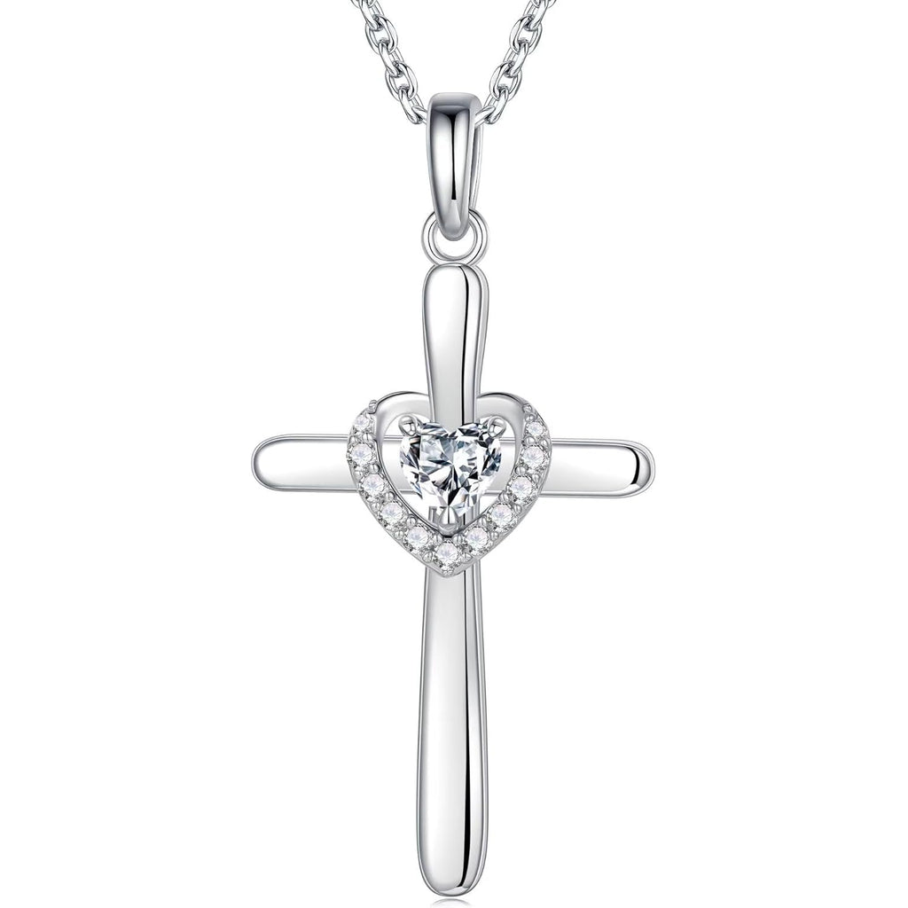 Iefil Mothers Day Gifts - 925 Sterling Silver Heart Cross Necklace for Women, Birthday Mothers Day Gifts for Wife Mom Grandma Daughter