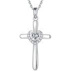 Iefil Mothers Day Gifts - 925 Sterling Silver Heart Cross Necklace for Women, Birthday Mothers Day Gifts for Wife Mom Grandma Daughter