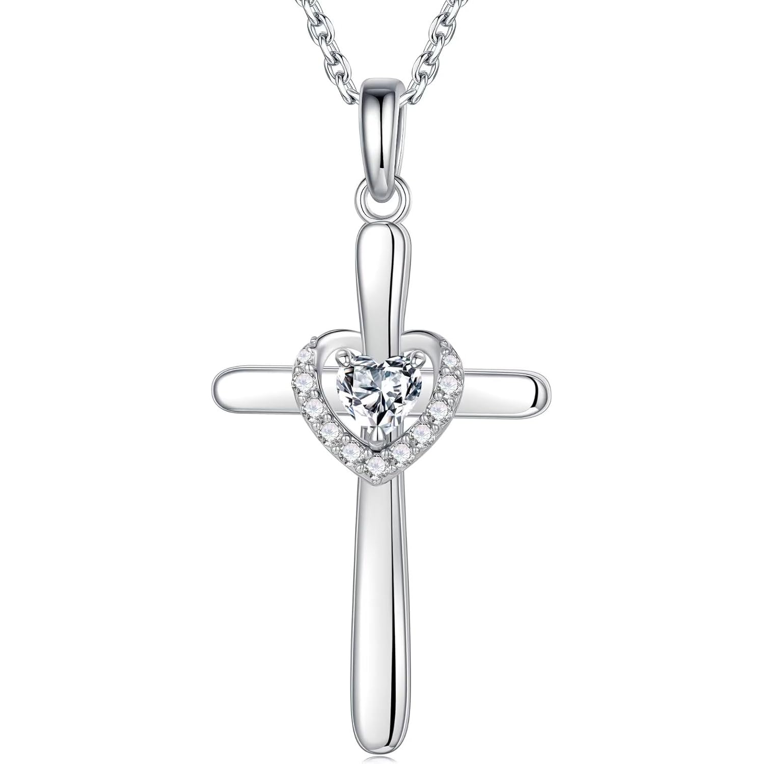 Iefil Mothers Day Gifts - 925 Sterling Silver Heart Cross Necklace for Women, Birthday Mothers Day Gifts for Wife Mom Grandma Daughter