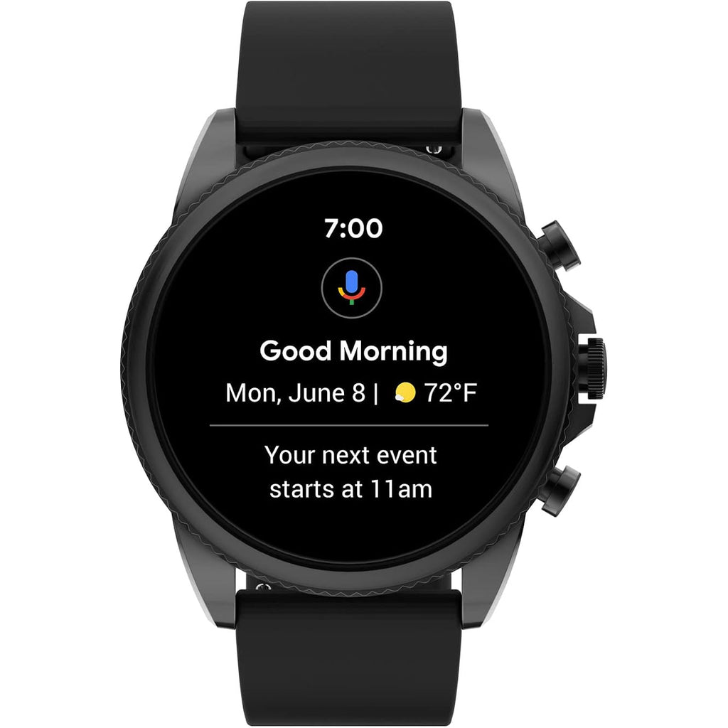 Fossil Men's Gen 6 44mm Stainless Steel and Silicone Touchscreen Smart Watch, Color: Black (Model: FTW4061V)