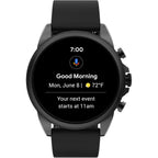 Fossil Men's Gen 6 44mm Stainless Steel and Silicone Touchscreen Smart Watch, Color: Black (Model: FTW4061V)