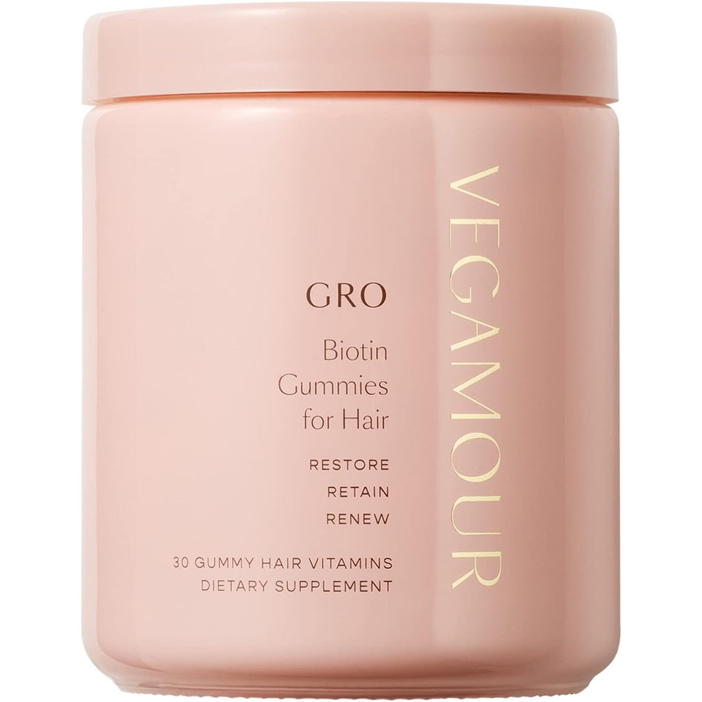 Vegamour Gro Biotin Gummies For Hair Wellness®, 30-Day Supply - Vitamins B, A, C & E, Supports Fuller-Looking Hair & Nails, Vegan & Cruelty-Free