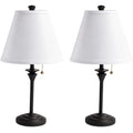 Metal Table Lamp For Bedroom, Pack Of 2, Black Base (Bulb Not Included) | Modern Decor Lighting For Living Room Bedside Nightstand Office, White Linen Fabric Shade Desk Lamp With Black Metal Base