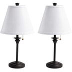 Metal Table Lamp For Bedroom, Pack Of 2, Black Base (Bulb Not Included) | Modern Decor Lighting For Living Room Bedside Nightstand Office, White Linen Fabric Shade Desk Lamp With Black Metal Base