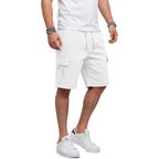 Hungson Mens Cargo Shorts Drawstring Classic Chino Stretch 9" Inseam Short With 6 Pockets