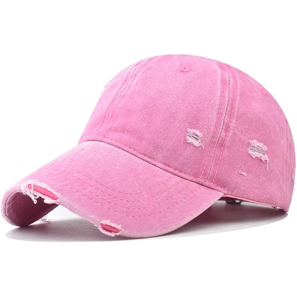 Classic Vintage Distressed Baseball Cap, Washed Cotton, Adjustable Fit C-pink