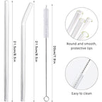 Annvchi 16 Pack Reusable Glass Straws,Set Of 6 Straight And 6 Bent With 4 Cleaning Brush,Perfect For Smoothies,Tea, Juice, Milkshakes(8.5''X10 Mm)