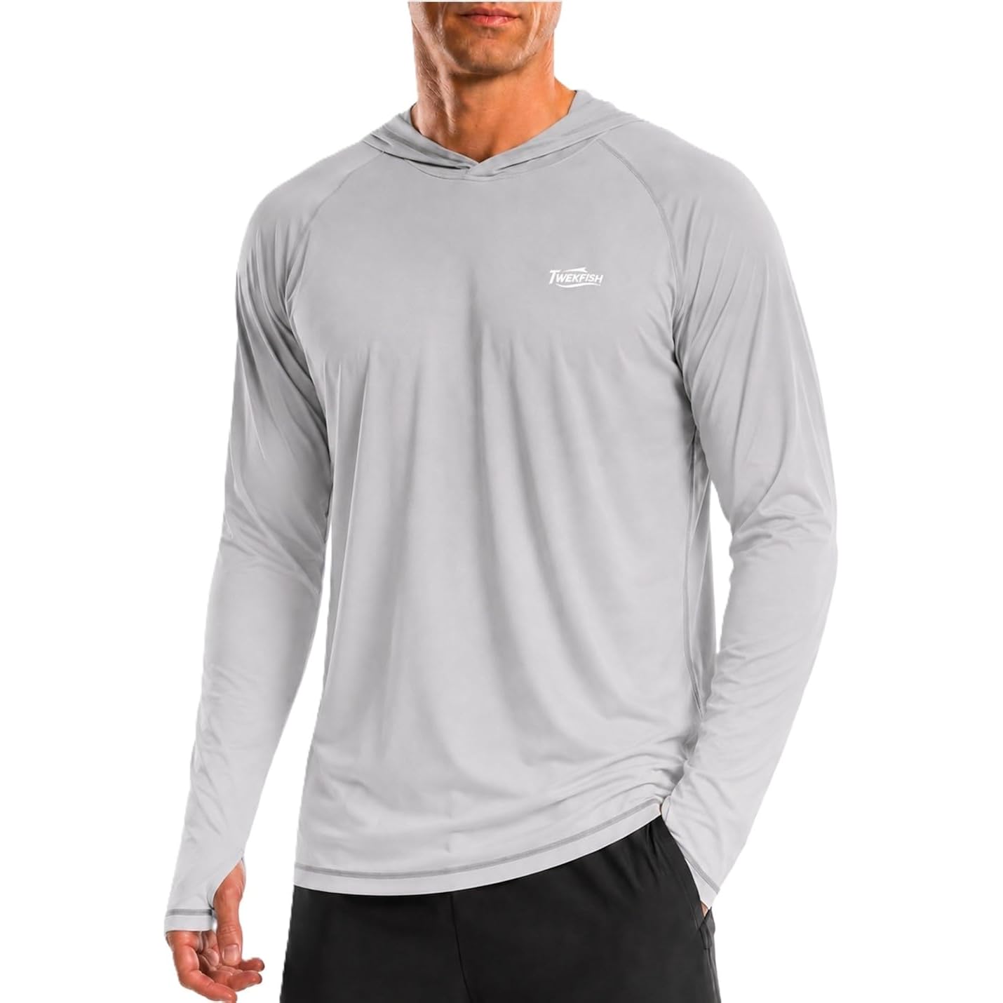 Men'S Upf 50+ Sun Hoodie, Long Sleeve Uv Protection Hooded Fishing Shirts, Lightweight Swim Surfing Rash Guard