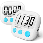 2 Pack Digital Kitchen Timer For Cooking Big Digits Loud Alarm Magnetic Backing Stand Cooking Timers For Baking White