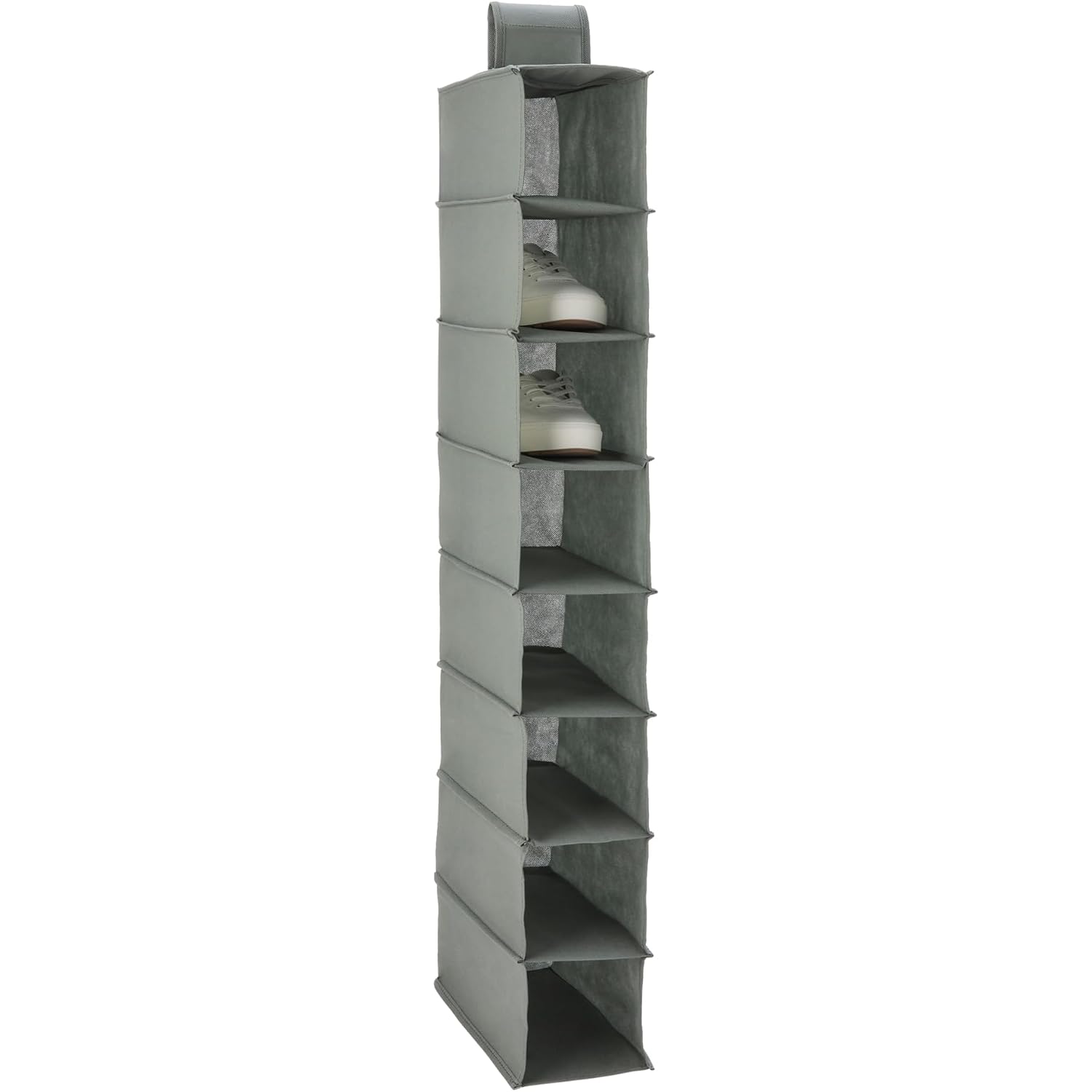 Amazon Basics 8-Tier Hanging Closet Shelf Shoe Organizer, Space Saving Storage, Foldable, 11.5 X 41 X 5.5 In, Dark Grey | For Closet Storage