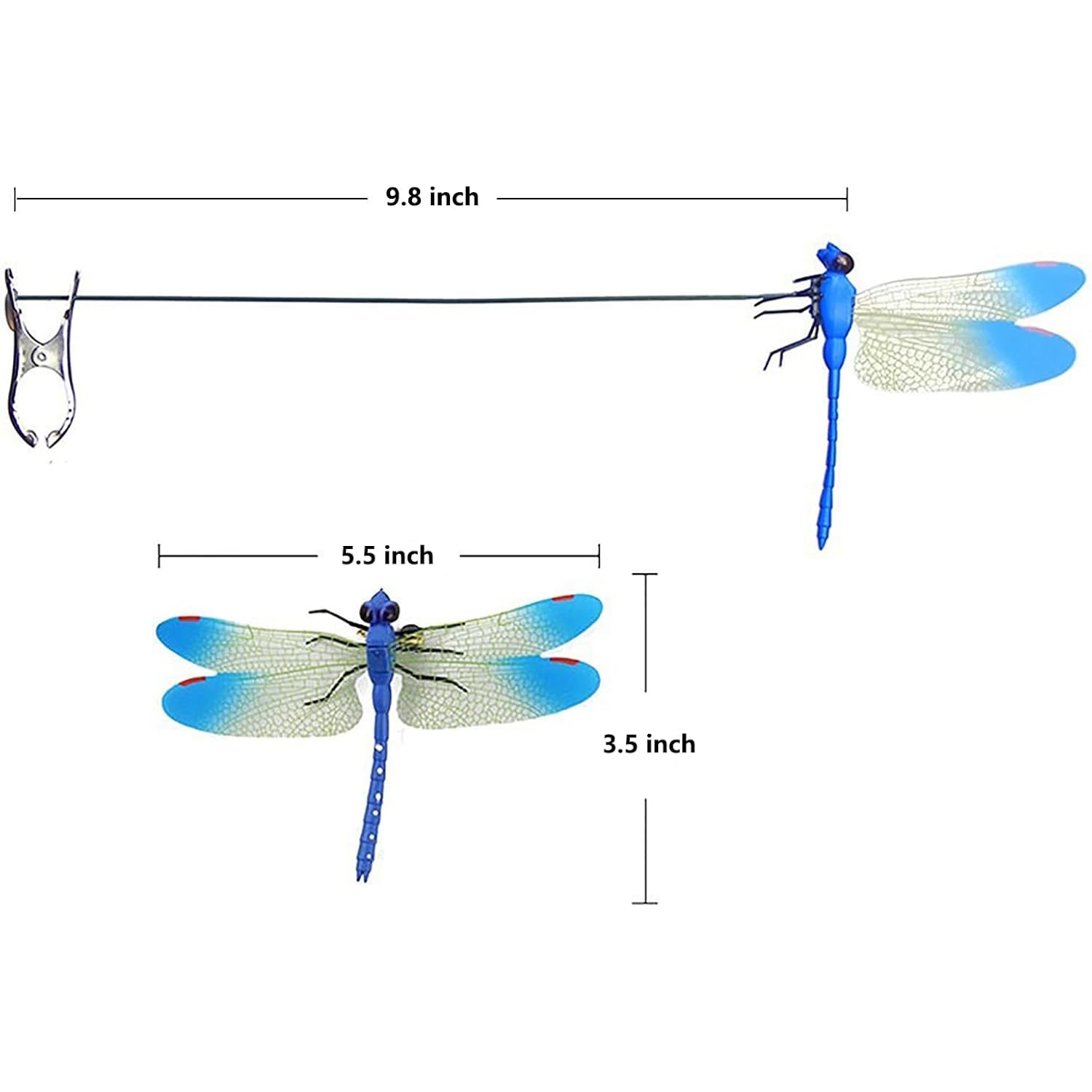 8 Pack Dragonfly Clips, 3D Simulation Fake Dragonflies Decoration For Garden Stakes, Yard Ornaments, Hat, Deer, Horse, Indoor And Outdoor