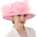 DRESHOW Lady Derby Dress Church Bowler Cloche Hat Bowknot Organza Bridal Cap for Wedding 1 Pack Bowler Hat: Pink