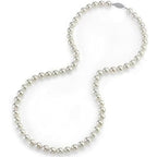The Pearl Source Japanese Akoya Pearl Necklace for Women, White Cultured Pearl, 18 inch Princess Length, AAA Grade, 14K Gold, Classic Fine Jewelry Gift for Women