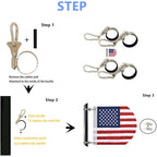 Flagpole Clip With Carabiner For Rope Loop Flagpole Bracket Stainless Steel Flagpole Clip Bracket For All Vehicle, Boat, House, Garden Flagpole; A Good Helper To Organize Cable Hose Pipes -4Ps