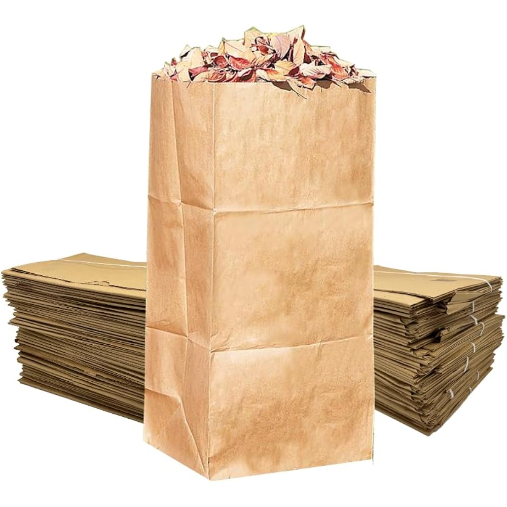 Rocky Mountain Goods Yard Waste Bags - Large 30 Gallon Brown Paper Leaf Bags For Yard/Garden/Lawn - Environmental Friendly - Tear Resistant - Heavy Duty - 2 Ply Self Standing (Pack Of 5)