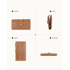 Telena RFID Wallet Women Leather Credit Card Holder Slim Bifold Wallets with Zipper Pocket Brown