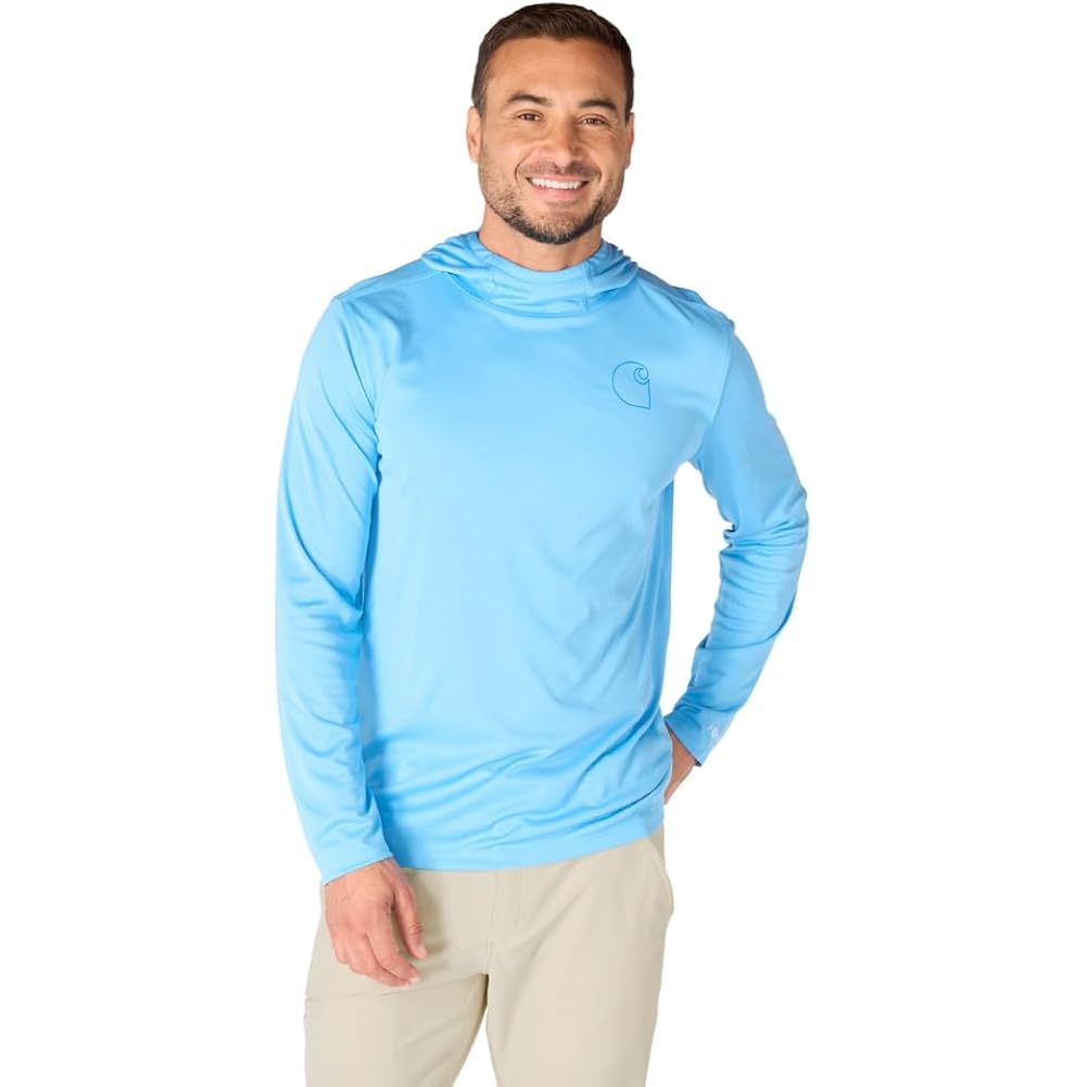 Carhartt Men'S Force Sun Defender™ Lightweight Long-Sleeve Hooded Logo Graphic T-Shirt