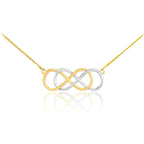 14k Two-Tone White and Yellow Gold Double Infinity Pendant Necklace