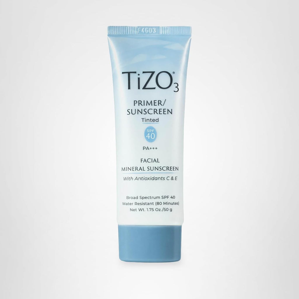 Tizo3 Facial Mineral Sunscreen And Primer, Tinted Broad Spectrum Spf 40 With Antioxidants, Sheer Matte Finish, Fragrance-Free, Oil-Free, Dermatologist-Recommended, Pa+++ 1.75 Oz