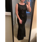 Glitter Formal Dresses Long Evening Gowns Bodycon Mermaid Sparkly Sequin Boat Neck Cocktail Party Dress