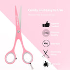 Hair Cutting Scissors Extremely Sharp Right-Hand Razor Edge - 5.5” Overall Length,Made Of 420C Japanese Stainless Steel Salon Scissors Professional Barber Haircut Scissors (Pink, 5.5'')