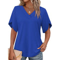 WIHOLL Womens Summer Tops Short Petal Sleeve Shirts Fashion V Neck Womens Clothing
