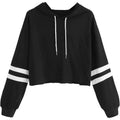 Sweatyrocks Women'S Letter Print Color Block Long Sleeve Crop Top Hoodies Pullover Sweatshirt