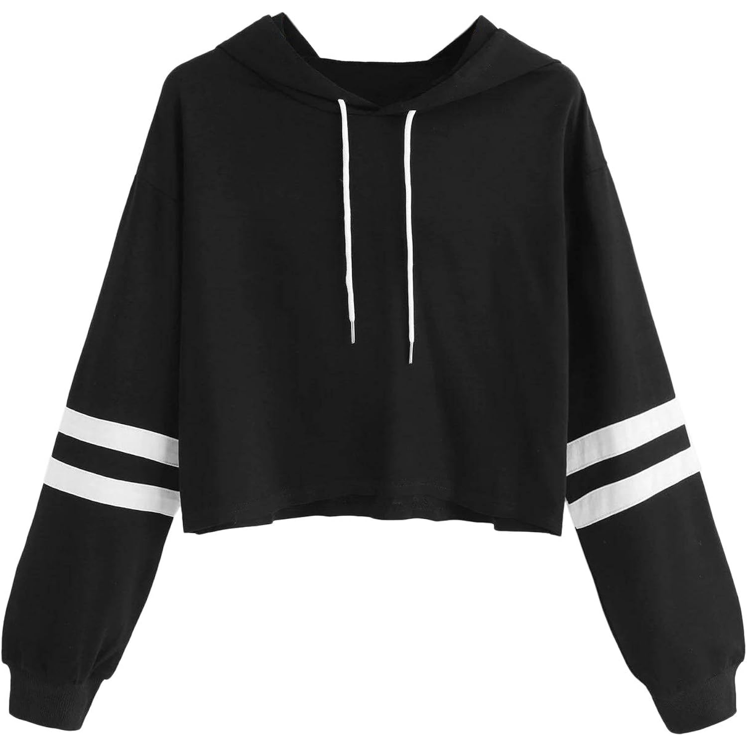 Sweatyrocks Women'S Letter Print Color Block Long Sleeve Crop Top Hoodies Pullover Sweatshirt