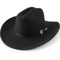 Western Cowboy Hats for Women Classic Felt Wide Brim Fedora Hat with Belt Buckle Retro Panama Hat Unisex Rolled up Cap 1 Pc Fedora Hat : Black