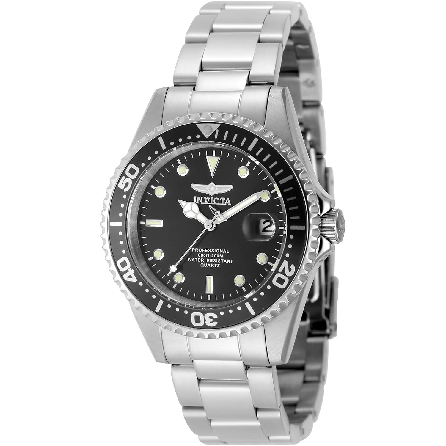 Invicta Pro Diver Men 37.5Mm Stainless Steel Steel Black Dial Pc32 Quartz